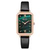 Hot-Selling TikTok Women's Square Green Leather Strap Quartz Watch