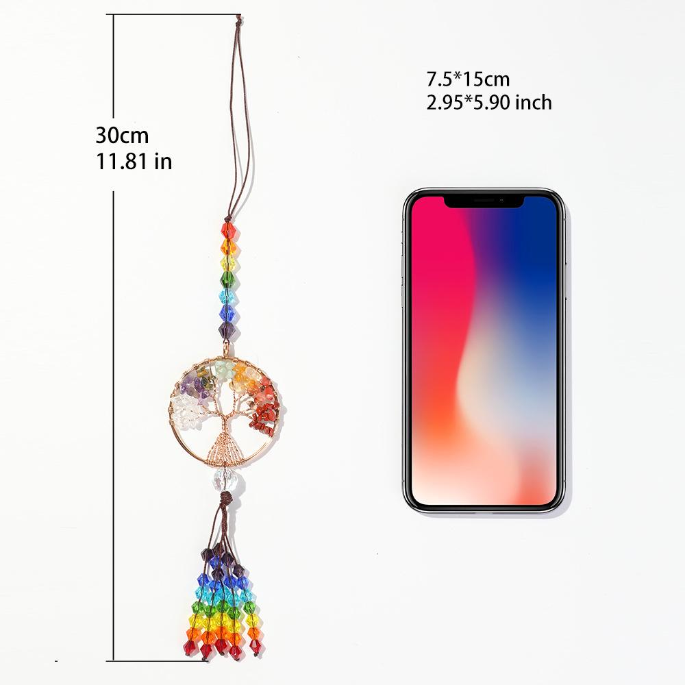 

Дерево жизни Ловец снов Украшение для автомобиля Подвесное украшение в стиле бохо Радуга Дерево жизни Кристалл Ловец солнца Декор для окна, стены Рождественский подарок