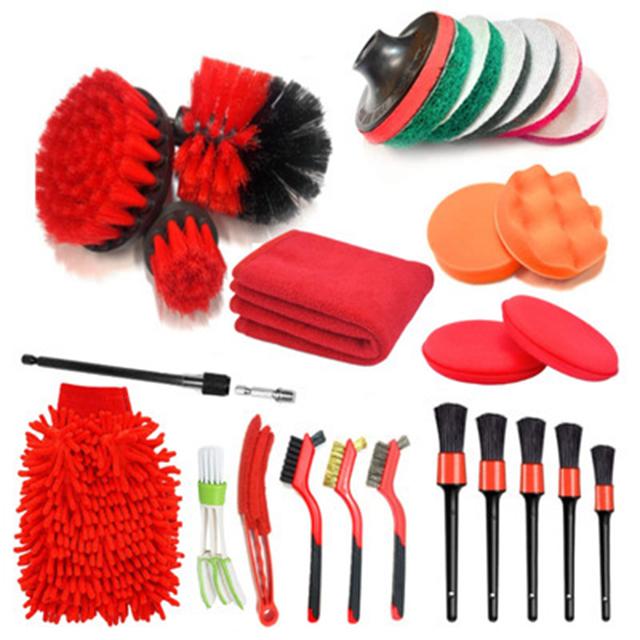 Car Detailig Brushes Set Drill Brush Attachment Set Heavy Duty Power Scrubber Brushes for Bathroom Kitchen Auto Cleaing Supplies