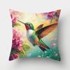 Hummingbird Floral Throw Pillow Covers, Contemporary Style Machine Washable,Woven Polyester, Decorative Pillowcases