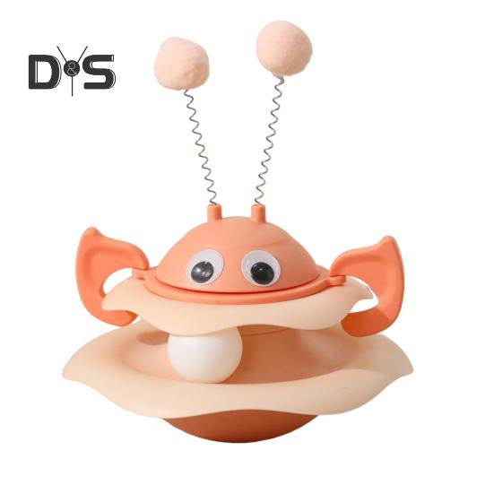Cat Ball Track Toy Interactive Bee Shaped Cat Tower with Roller Ball Turntable Tumbler Cat Toy with Spring Pompom Ball for Indoor Cats