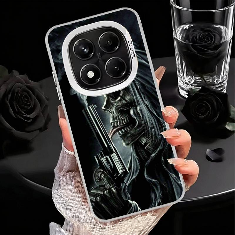 Reaper Skull Skeleton Gun Soft Phone Case for Xiaomi Redmi Note 13 14 15 Pro Plus 12S 12 11S 11 11T 10S 10 Shockproof Cover Back