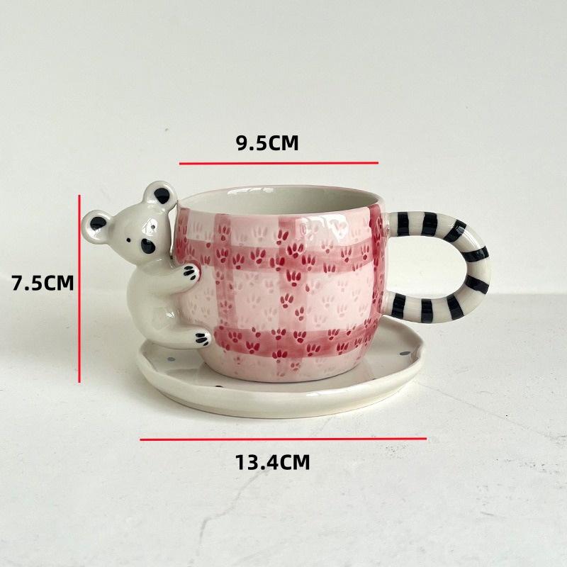 260ML Kuschel Koala Keramiktassen Freihandmalerei Kaffeetassenset Dreidimensional Japanische Niedliche Tasse Kinder Nachmittagstee Tasse