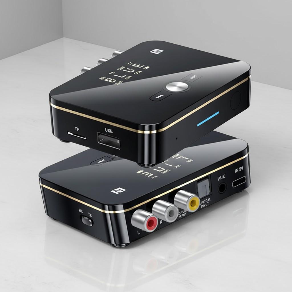 

Bluetooth 5.0 Transmitter Receiver Wireless Audio Adapter for TV Home Stereo Car PC MP3 Player Portable High Quality чорний