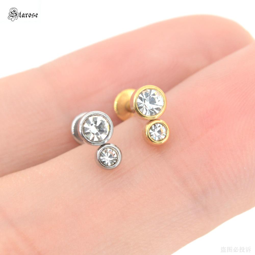 1Pc 1.2x6/8mm G23 Titanium Base Stainless Steel Studs Lip Labret Piercing Nose Helix Piercing Conch Tragus Earrings Flat End