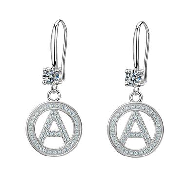 26 English Letter Dangle Earrings Women's Fashion Hook Earrings with Micro Set Zircon Ear Hooks