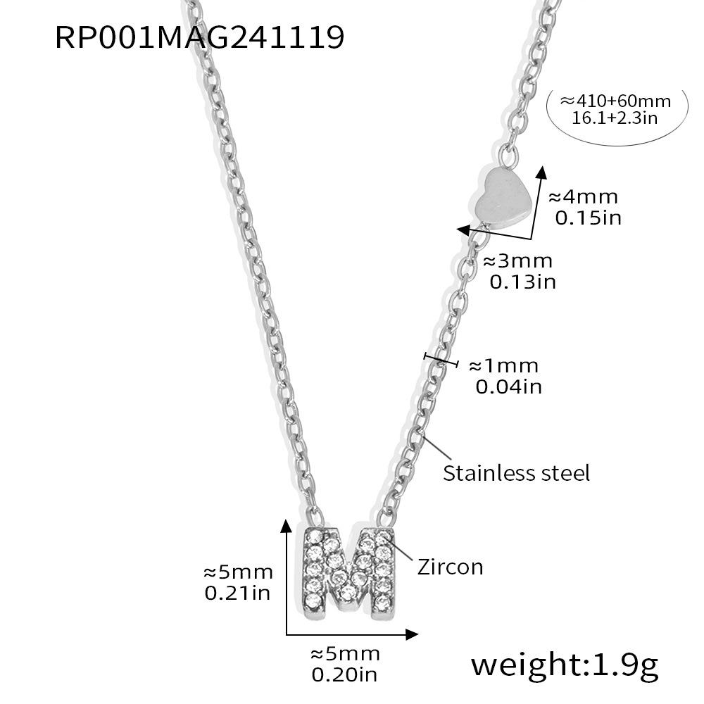 Oumeika Titanium Steel Jewelry Set: 26 Zircon-Inlaid Letters, PVD Gold-Plated Necklace, Bracelet, Earrings, and Ring.