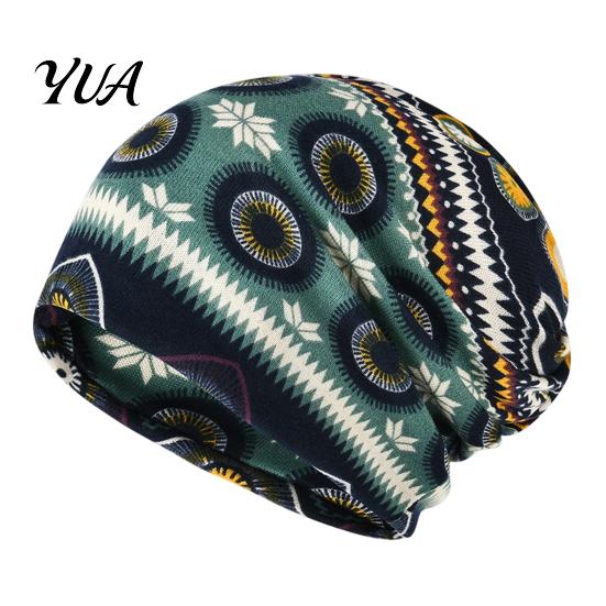 Slouchy Hat for Women Women's Geometry Print Hat, Casual Soft Stretch Skull Versatile Lazy Style Hair Tie Cap, Warm Cancer Chemo Headwear, Outdoor