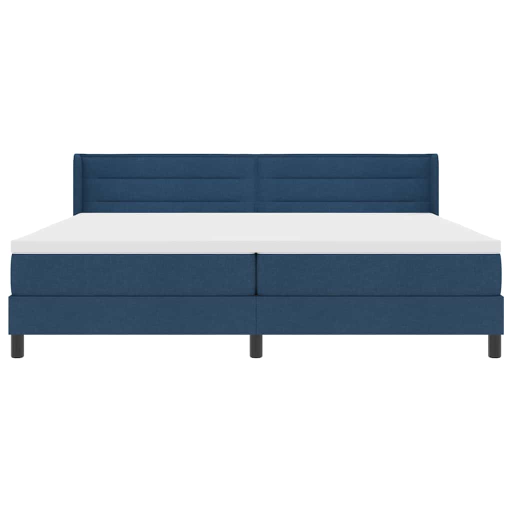 Boxspring Bed with Headboard Blue 200 X 200 Cm Fabric