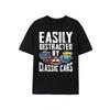 Men'S Vintage Car Lover T-Shirt - 100% Soft Retro Classic Cars Graphic Tee with "Easily Distracted by Classic Cars" Slogan, Short Sleeve Round Neck