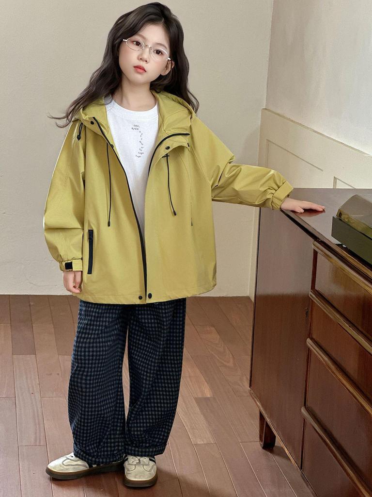 Girls' Stylish 2026 Spring/Autumn Windbreaker for Middle School Students