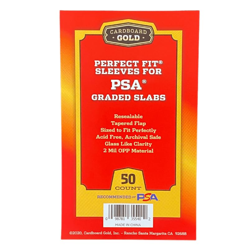 Cardboard Gold PSA Graded Card Sleeves with PSA 50 sleeves Logo, (1)