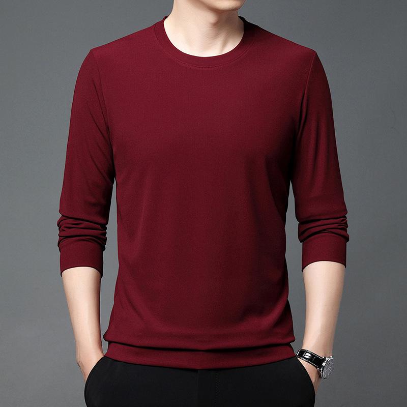 Hanorac pentru bărbați, primăvară, secțiune subțire nouă, bărbați tineri și de vârstă mijlocie, tricou cu mâneci lungi, cu gât rotund, cămașă lejeră cu fundul liber