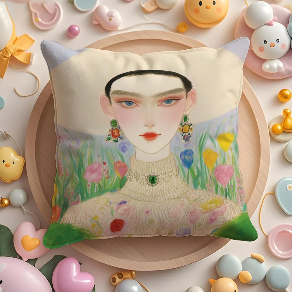 Fashion Illustration Pillow Case Soft Plush Fabric DoubleSided Printed Cushion Cover Warm Winter Sofa Pillow Case