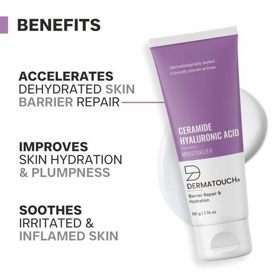 DERMATOUCH Ceramide Hyaluronic Acid Moisturizer for Intense Moisturization and Barrier Repair | For Dry Skin |50g