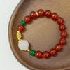 10mm Natural Stone Beaded Bracelets for Women Agate Round Beads Strand Bangle Semi-Precious Gemstone Jewelry Gifts