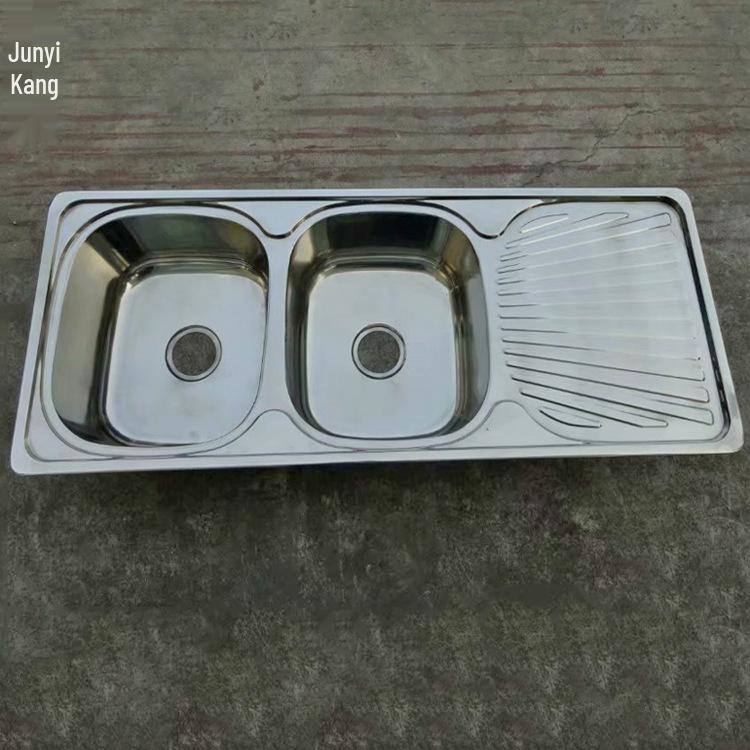 Hot-Selling Integrated Double-Slot Stainless Steel Wash Basin with Drain Plate for Southeast Asia - Model 12050