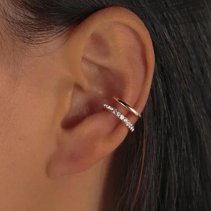 Punk Metal Zircon Ear Cuff Ear Clip for Women No Pierced C Shape Geometric Small Earcuff Ear Wrap Earcuff Clips Jewelry