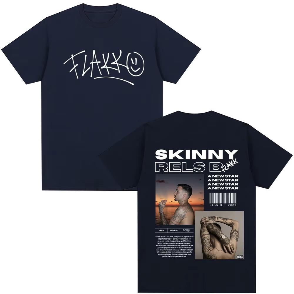 2026 Hip Hop Streetwear Oversized T-Shirt Rapper RELS B Skinny Flakk Ein Neuer Star Album Merch T-Shirt Herren Damen Kleidung Mode Hip Hop T-Shirt