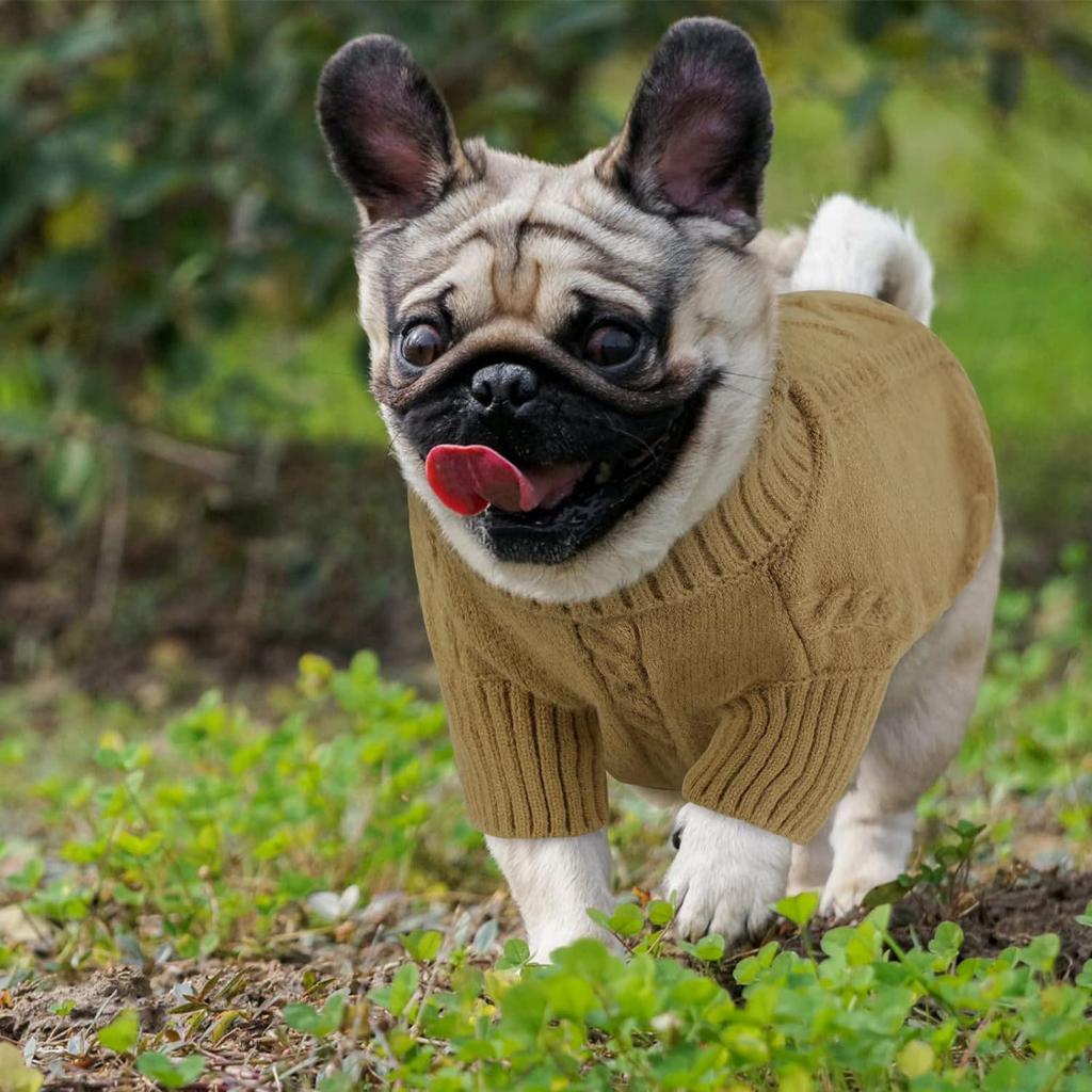 Dog High Collar Knit Sweater for Autumn/Winter 2025 - Solid Color Pet Clothing