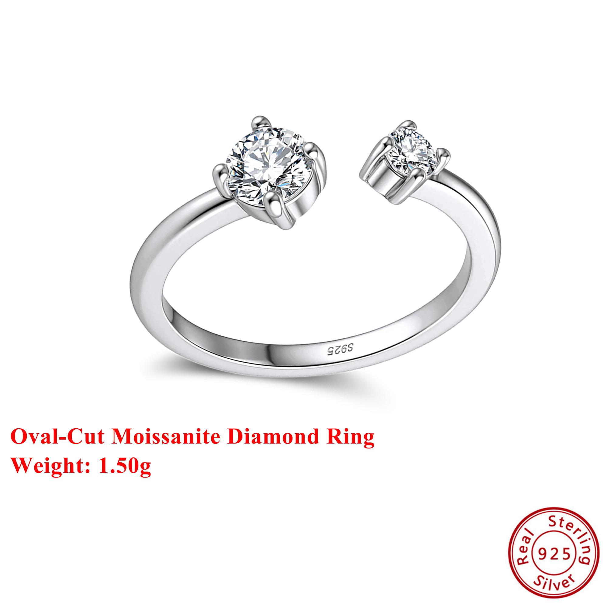 

Effie Queen 925 Solid Sterling Silver 14k Gold Oval Shaped Moissanite Ring Ideal Jewelry for Women Wedding Party Banquet MOR16 срібний