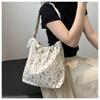 Creative Floral Printing Canvas Bag Large Capacity Simple Underarm Handbag Reusable Tote Bag