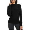 Ladies' Casual And Fashionable Solid Color Round Neck With Warm Long Sleeved T-shirt Top