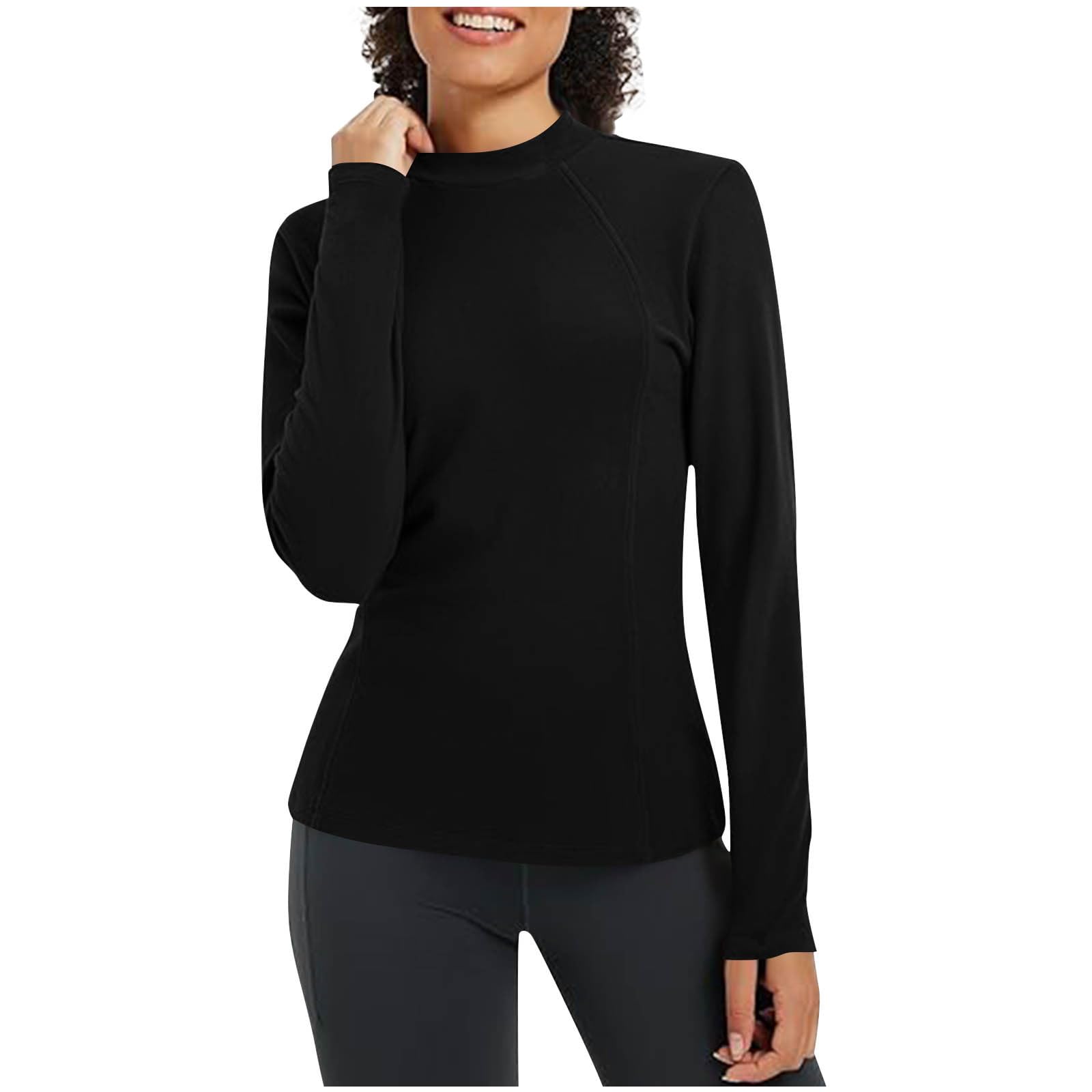 

Ladies Casual And Fashionable Solid Color Round Neck With Warm Long Sleeved T-shirt Top L