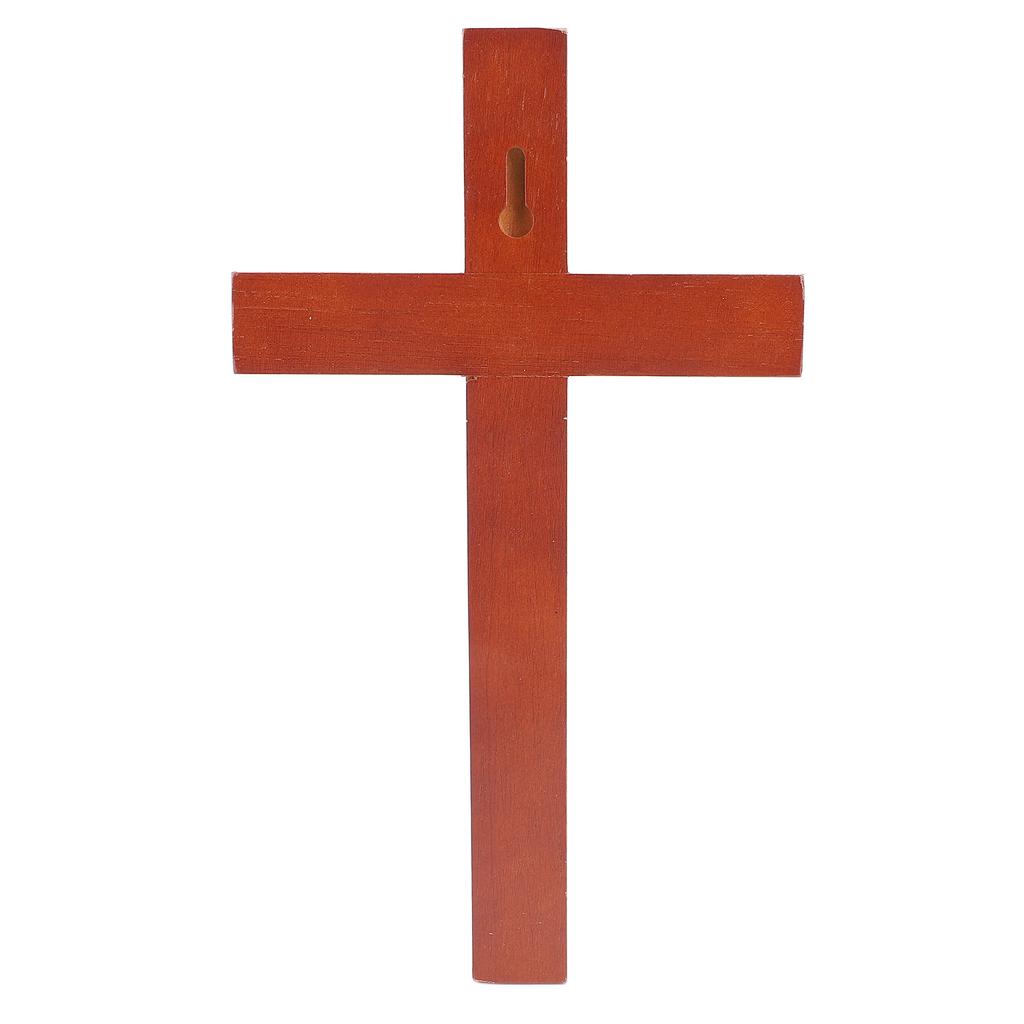 Crocifisso in Legno Decorazione da Parete 30cm Semplice Legno Liscio Lucidato Crocifisso da Appendere alla Parete Rosso