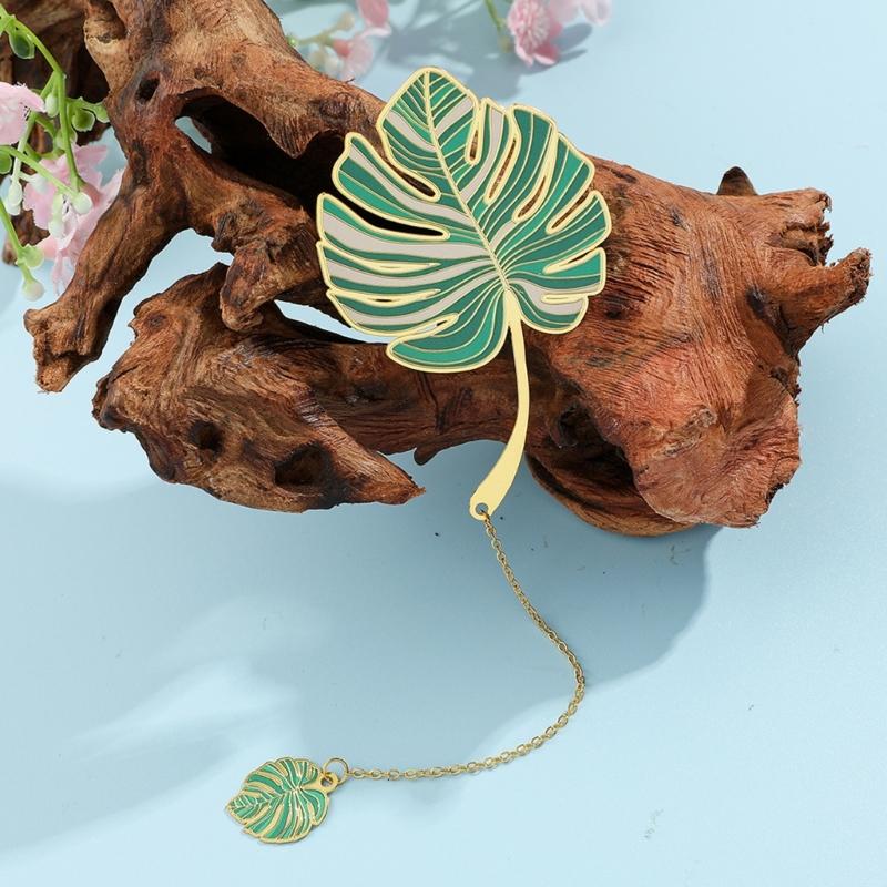 5 Pcs Chinese Style Bookmarks Page Markers Reading Bookmarkers Leaf Shape Bookmarks Metal Bookmarks with Tassels