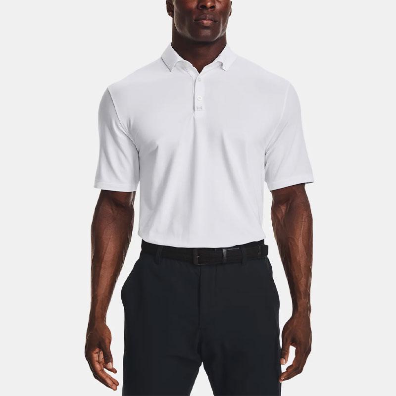 Under Armour Luxe Solid Casual Short Sleeve Polo Shirt Men Polo Shirts White 1370150-100