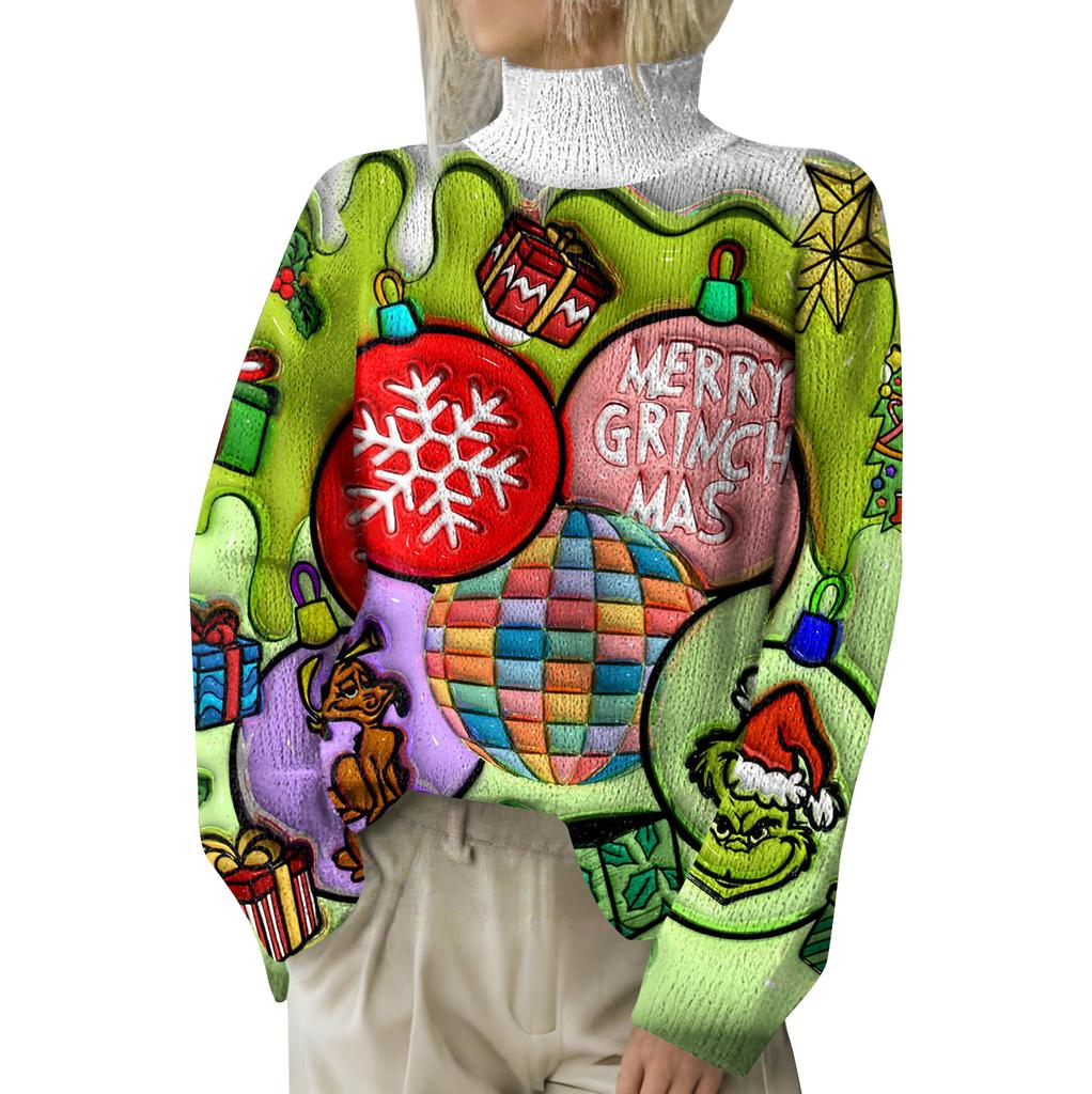 Christmas Sweatshirts For Women Knit Sweater Cute Shirt Fall Turtleneck Pullover Tops