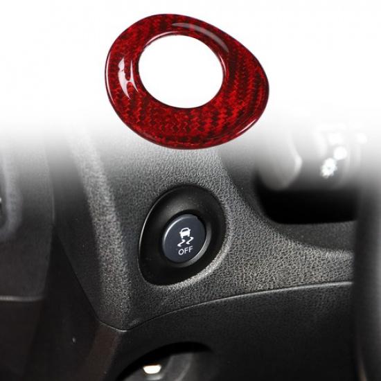 Red Real Carbon Fiber Differential Button Trim For Nissan 370Z/400Z Z34 2009-20