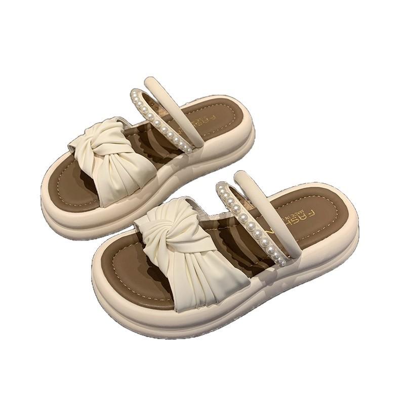 Thick-soled Slippers for Women's Outer Wear 2025 Summer New Fashion Pearl Muffin Cool Slippers for Women