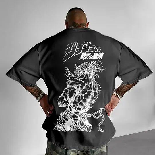 High Street Anime Top Y2K Casual Loose Short-sleeved Printed Cotton Round-neck T-shirt Sporty Oversized Streetwear Unisex