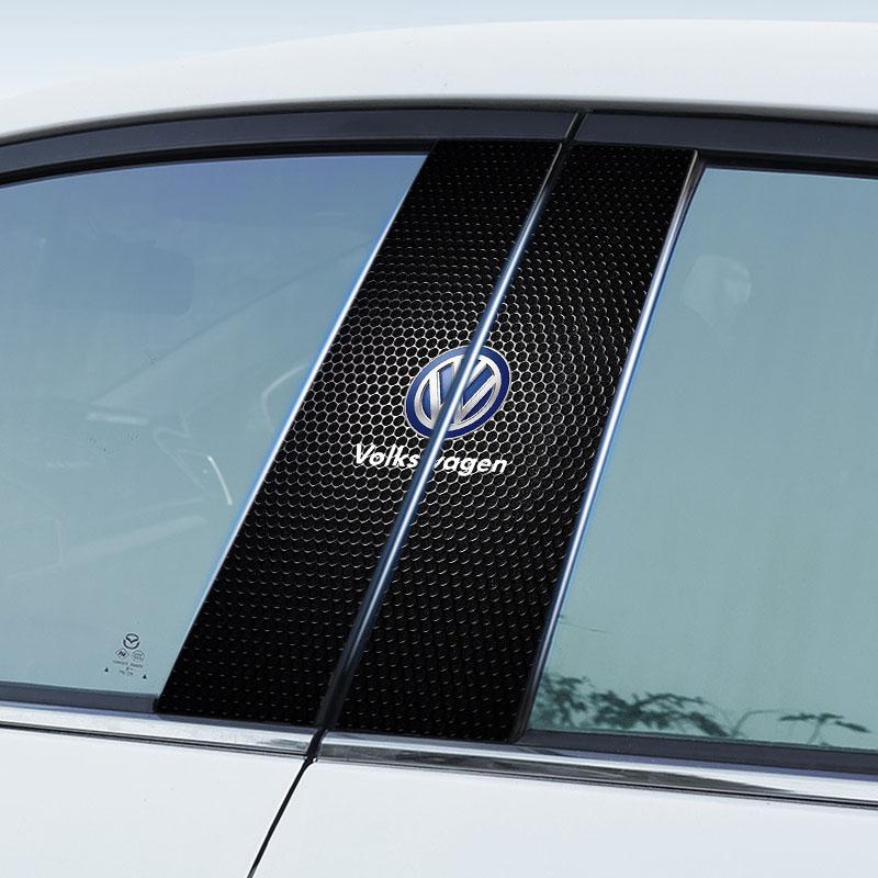 2Pcs Car Logo Center Pillar Protective Film Anti-scratch Sticker Decal For Volkswagen B5 B6 B7 T4 T5 Golf 4 5 6 7 Polo Passat Tiguan Jetta Gol