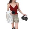 #Autumn New V-neck Threaded Vest Versatile Casual Slim and Comfortable Can Be Worn Outside Small Sling Vest