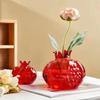 Handmade Japanese Glass Vase with Hammered Finish and Dried Pomegranate Flower Design