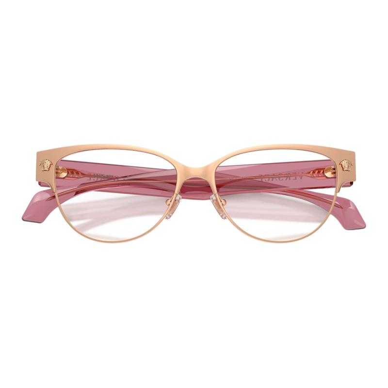 Versace Temple logo metal cat eye optical glasses women's gold 65976338 VE13181412-Gold 53/15/140 - h.39