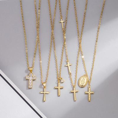 Collana con croce in zircone: Catena clavicolare di lusso leggero europea e americana per donna