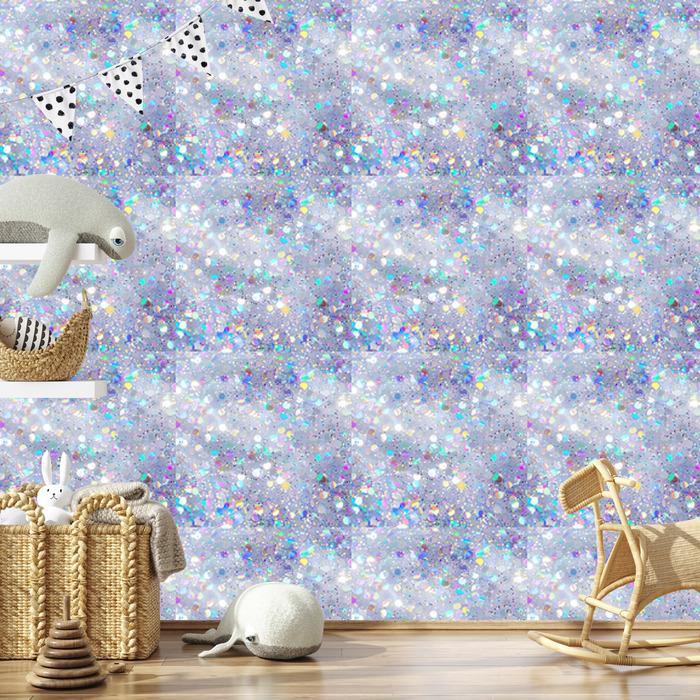 Iridescent glitter wallpaper blue and light gray 50x1000