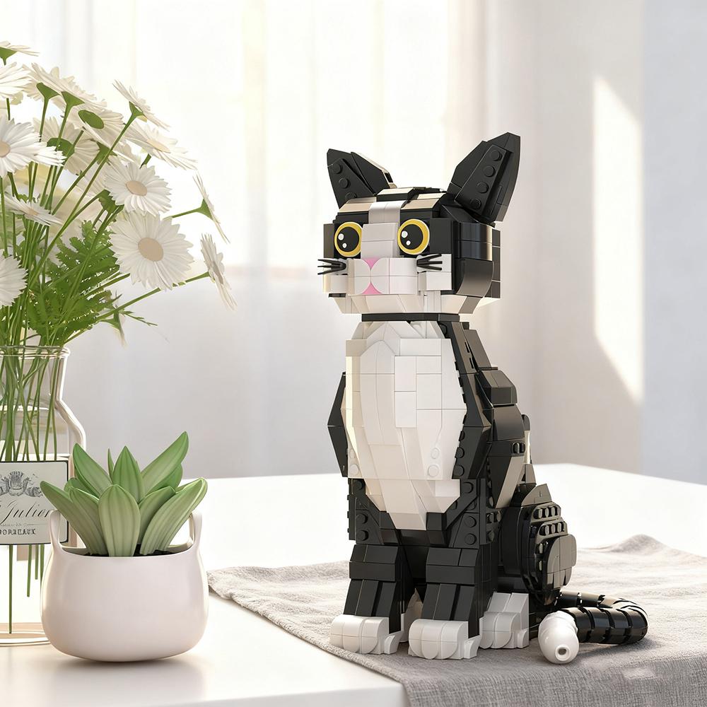 Niedliche schwarze Katze Mini-Bausteine mit ausdrucksstarken Gesichtern Lustiges kreatives Spielzeug für Kinder Tierliebhaber Partygeschenk