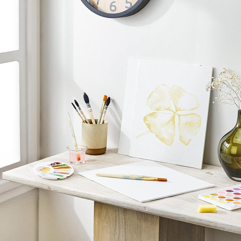 Bavlněná plátna na malování (8x10, 6x8, 6x6 Kombinované balení 9 kusů, Bílá)