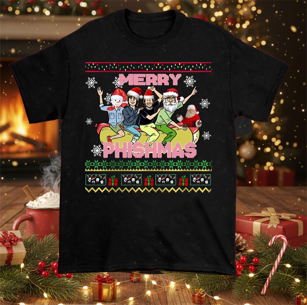 Merry Phishmas Phish Band Christmas Ugly Gift Unisex T-Shirts-5XL BL2042 S