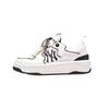New York Yankees Synthetic Leather Slip Resistant Abrasion Resistant Low Top Skateboard Shoes Unisex White Black 3ASXM096N-50WHS