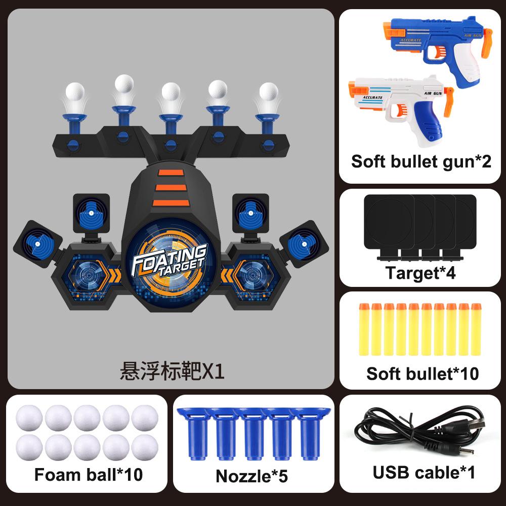 New Electric Floating Flying Ball Shooting Target with Double Pistol Soft Bullet Gun Shooting Target Children s Toy Gun Set Gift синий