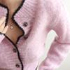 Women Sweater Spring Fall New Candy Solid Color Wool Round Neck Singlebreasted Long Sleeve Knit Cardigan Sweater  C-131