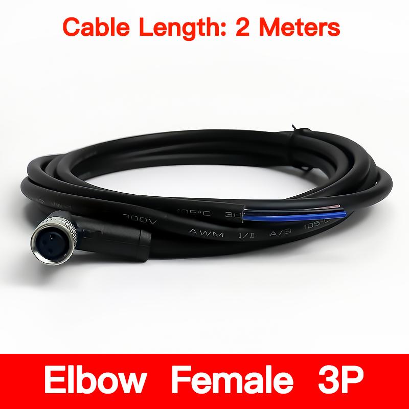 2Meters M8 Sensor Connector Male & Female, 3/4/5/6/8 Pin Waterproof Cable Plug, Integrated Injection Molding for Industrial Use