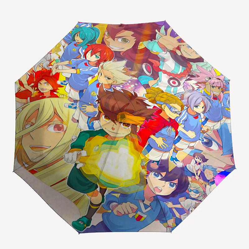 1pc Captain Tsubasa Automatic Opening Outdoor Umbrella - Portable 3-Fold Design with 8-Rib Iron Frame, Perfect for Fans, Travelers, Daily Use, an