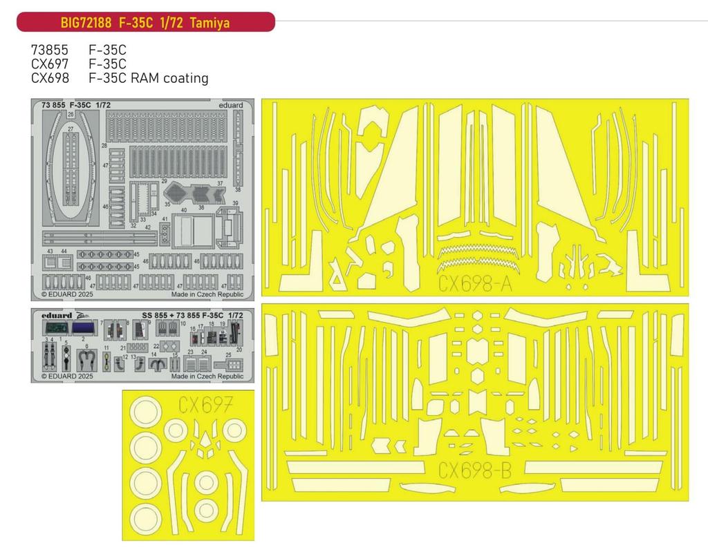 Eduard Big Ed Teile Set Plastikmodellbausatz Teile EDUBIG72188 1/72 F-35C (für Tamiya) (Flugzeug)